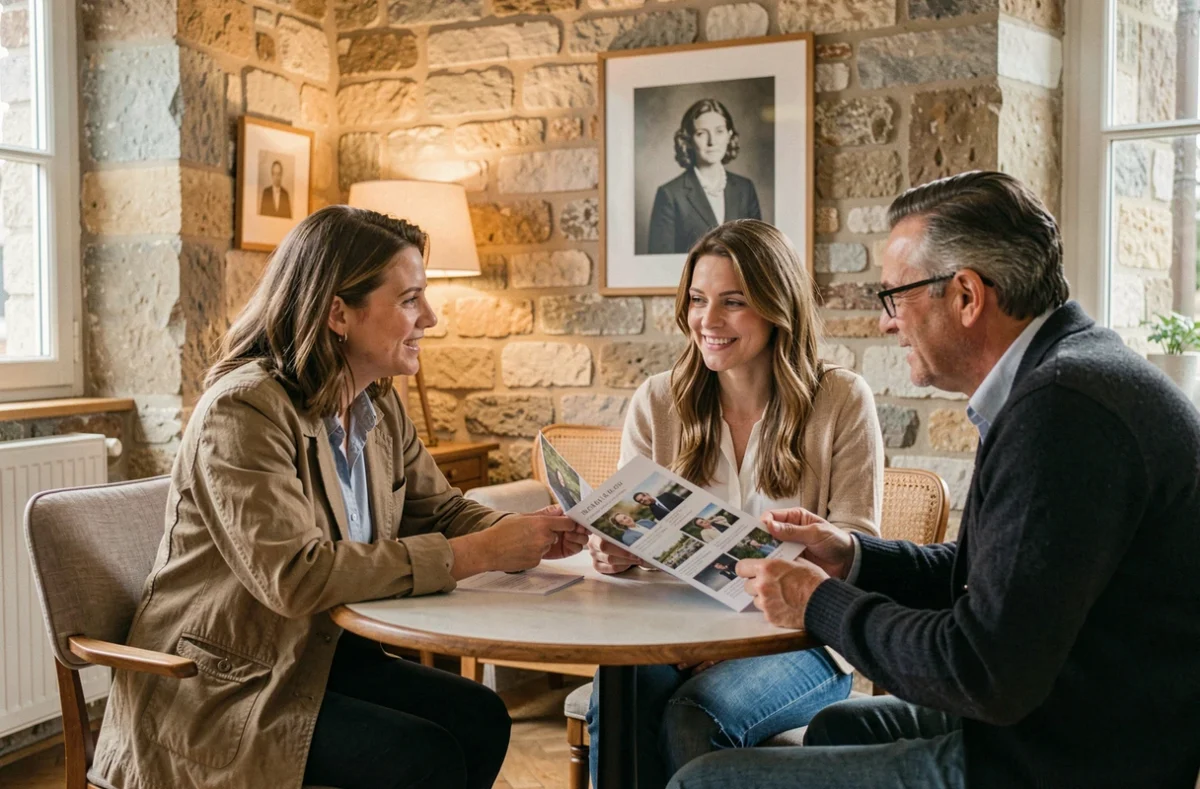 Couple en rendez-vous avec un photographe pour discuter des prestations et des prix à La Tour-du-Pin