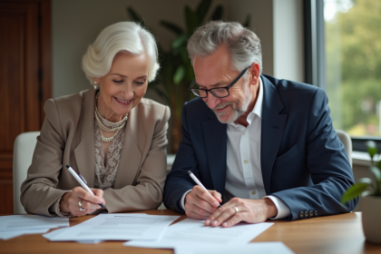 Couple d'âge moyen en tenue élégante lors d'une réunion