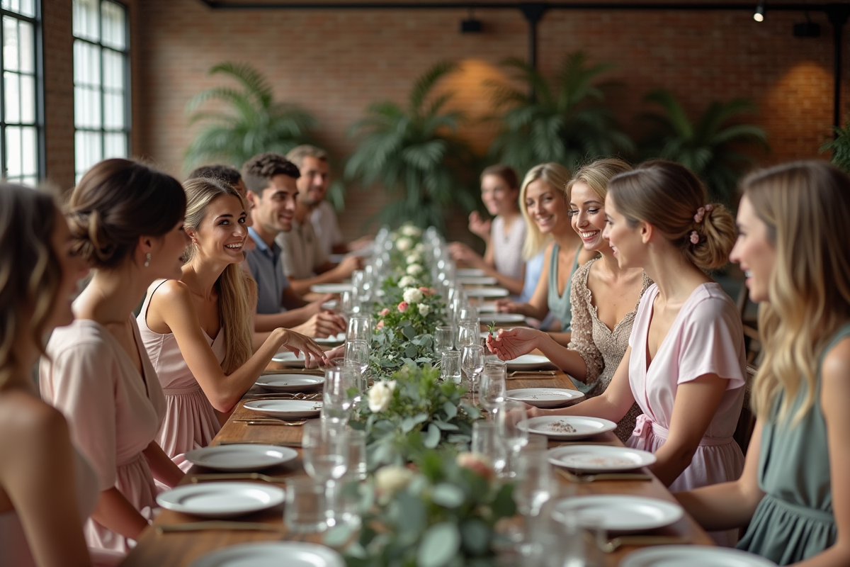 Groupe de témoins en conversation dans un loft industriel