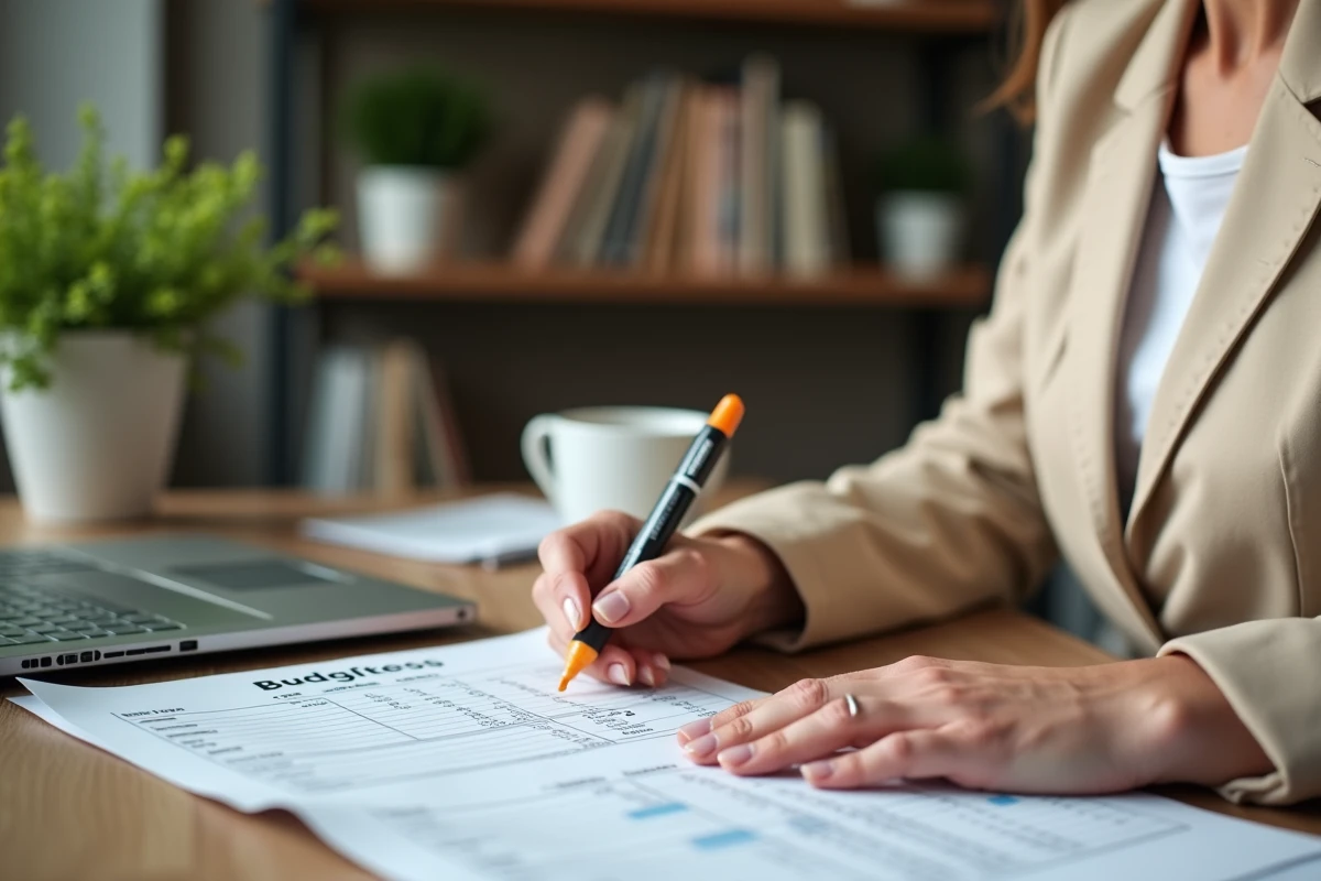 Femme annotant un budget de mariage à la maison