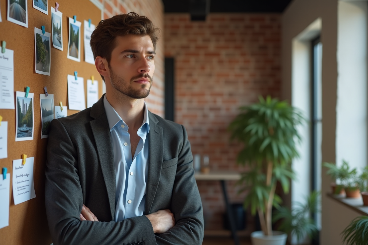 Jeune homme organisant une checklist dans un bureau moderne