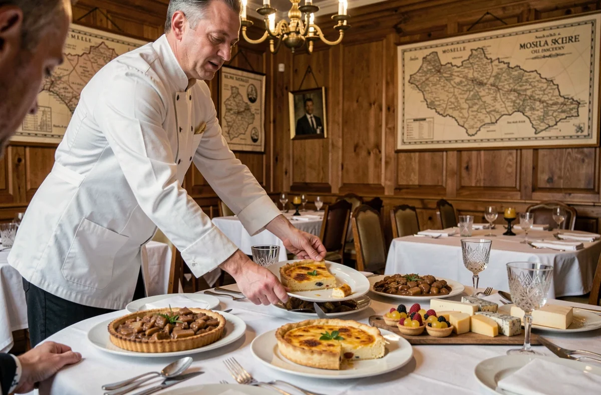 Service d'un repas de mariage traditionnel lorrain par L'Assiette Lorraine avec quiche, potée et tarte mirabelle dans un manoir