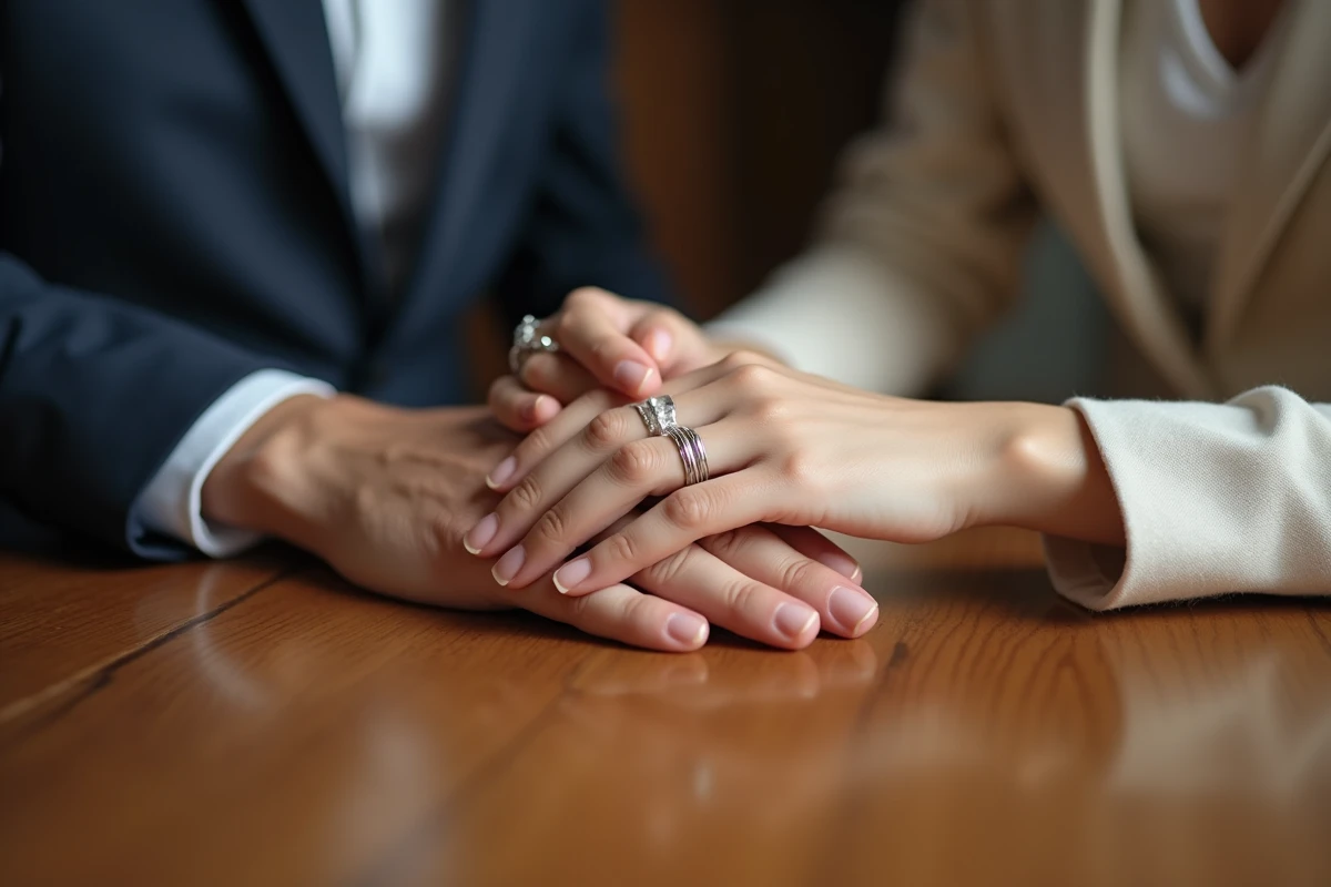 Zoom sur deux mains portant des bagues minimalistes élégantes