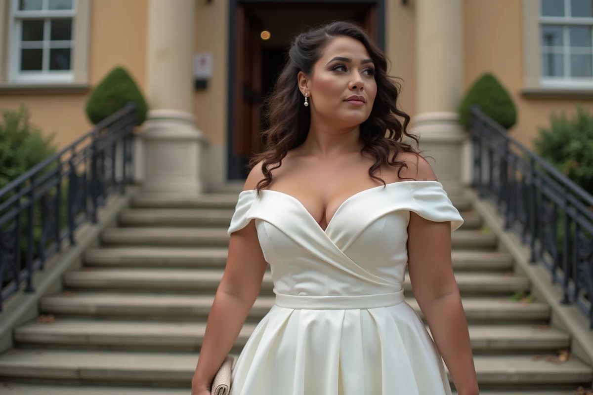 Mariée confiante en robe verte lors d