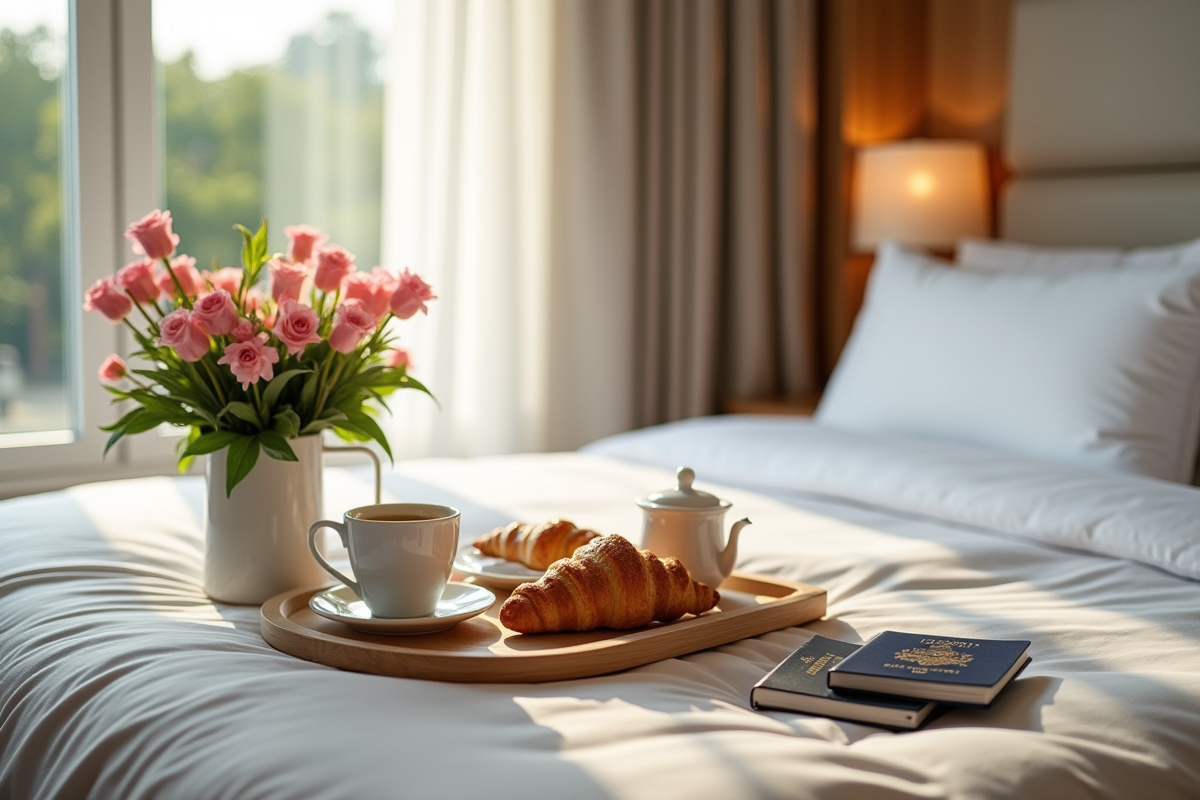 Petit déjeuner dans un lit d